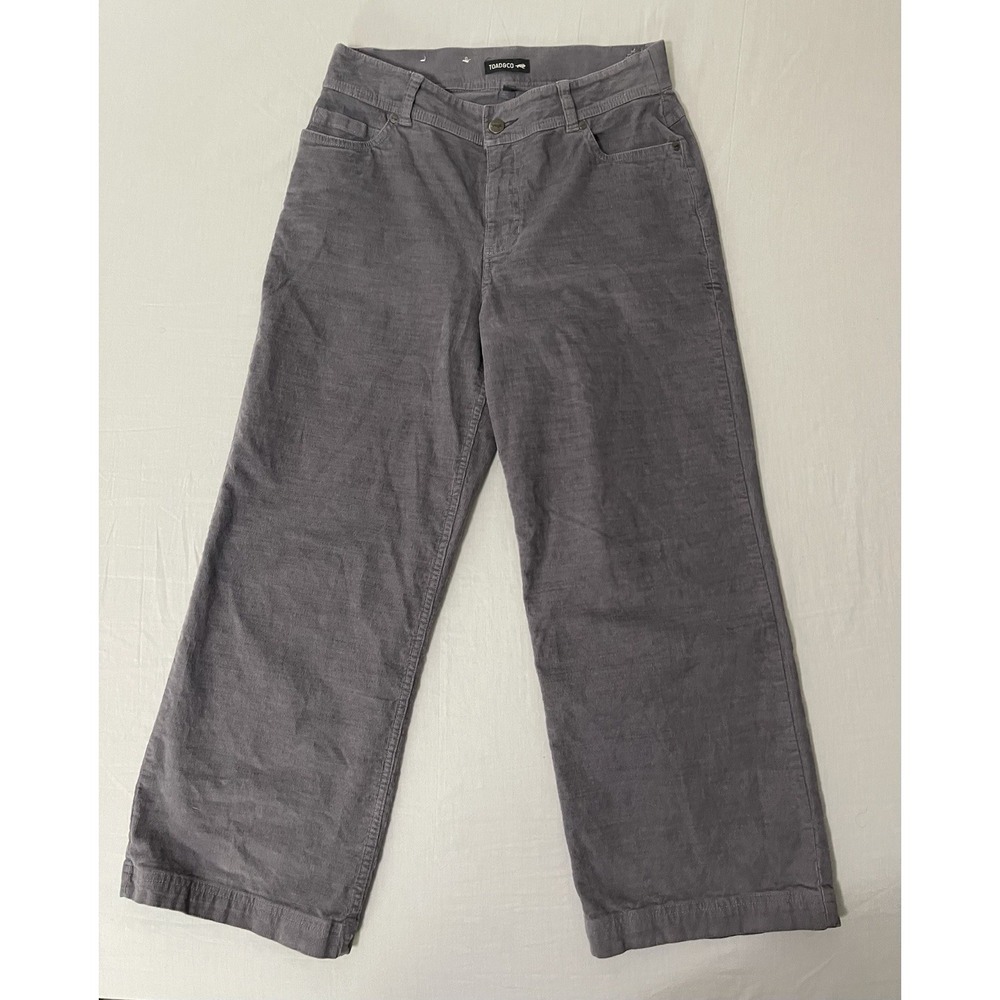 Toad&Co Karuna Cord Wide Leg Pants Gray Organic Cotton Hemp Size 4